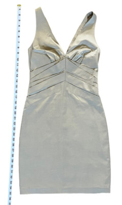 NWT LEON MAX Plunge Y2K 2000s Gold Sparkle Mini Bodycon Limited Edition Dress 2