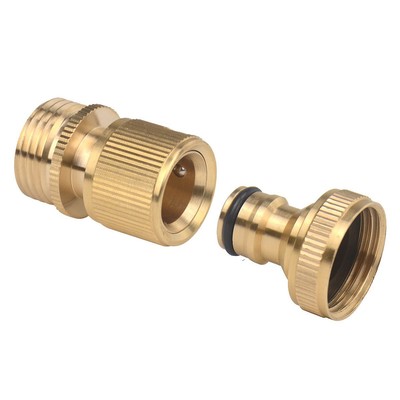 Brass Quick Hose Connect Kit 3/4'' GHT Thread 2 Sets No-Leak Water Fittings