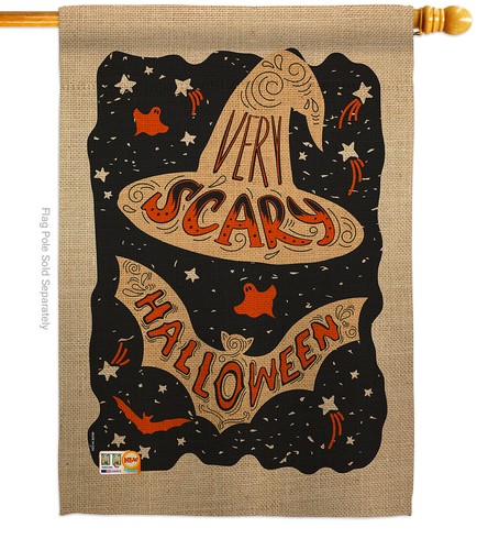 Muy aterrador Halloween jardín bandera murciélago bruja sombrero fantasma estrella casa patio bandera - Imagen 3 de 13