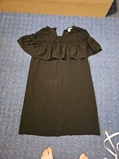 H&M Black Cocktail Evening Dress. Lacy Shoulders. Size 8. V