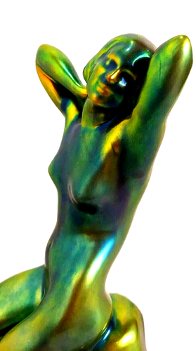 Zsolnay Hungary Iridescent Gold, Green, Blue Eosin Glaze Nude Woman Figurine - Picture 4 of 17