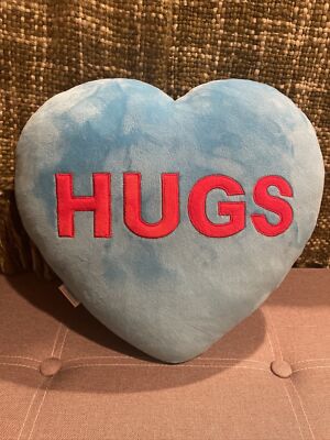 2015 2 Scoops Blue HUGS Vanilla SCENTED Plush Conversation Heart Pillow EUC
