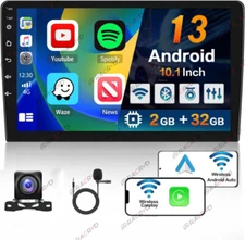 Double Din 10.1" Carplay Android 13 Car Stereo MP5 GPS WIFI 2+32GB Radio +Camera