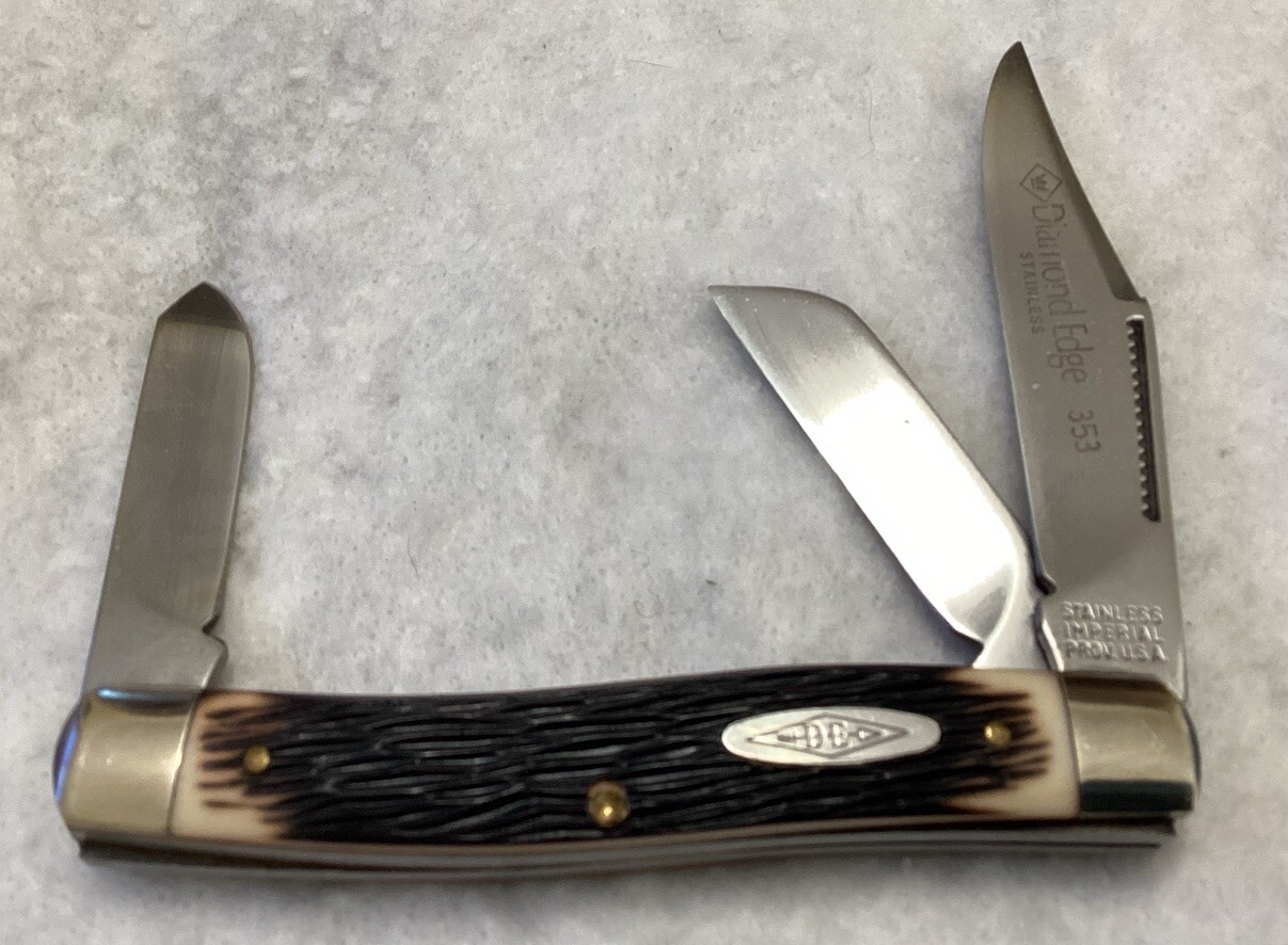 Vintage Imperial DE STAINLESS STEEL Diamond Edge POCKET KNIFE, 3 Blade