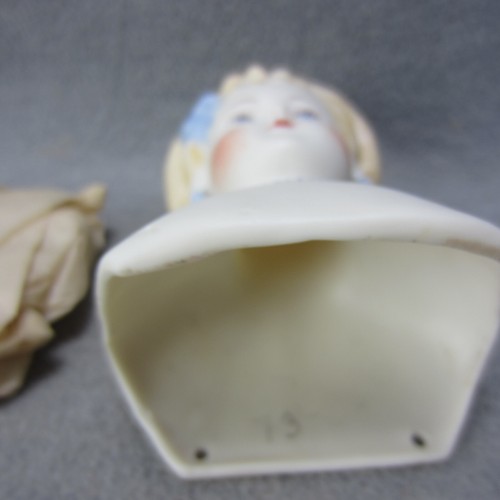Vintage Bisque Shoulder Head Artist Doll Blonde Ribbon Pierced Ears MK Brouse - Imagen 13 de 20
