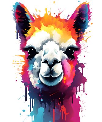 Designer Aufkleber / Sticker -  Lama Alpaka Porträt
