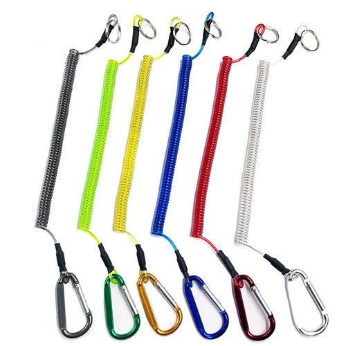 Wire Tackle Elastic Retractable Carabiner Fishing String Lanyard Spring ...