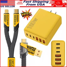 120W Fast Type C Wall Charger,4-In-1 65W Cable For Samsung S25 S24 S23 S22 Ultra