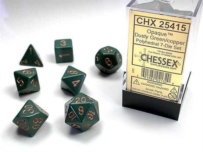 Thumbnail - Set 7 Dadi Chessex - Dusty Green / Copper 25415
