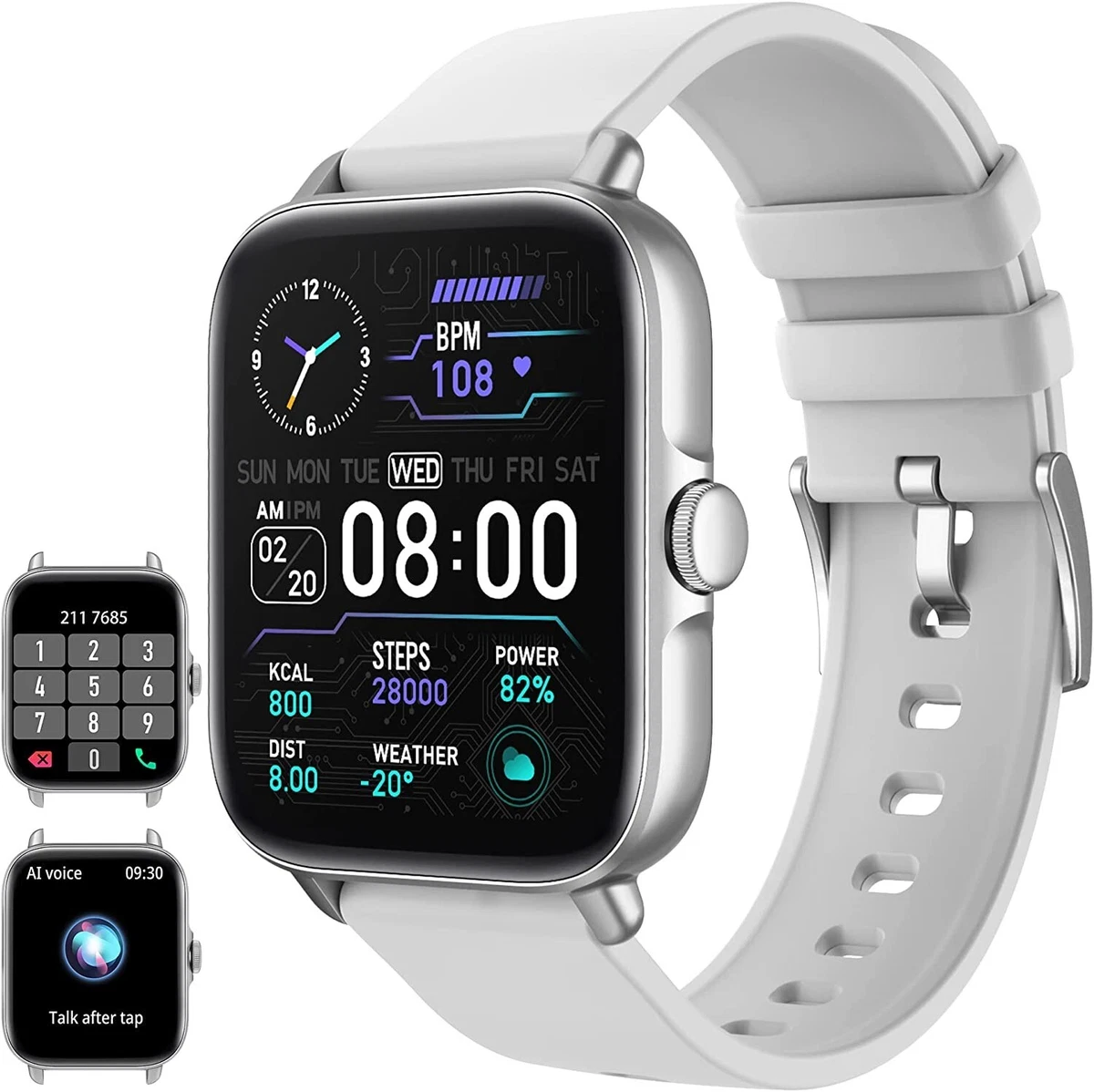 Fitness Tracker Y20GT Smart Bluetooth Watch Heart Rate gray band