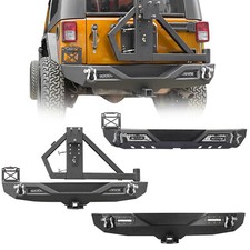 Rear Bumper For 2007-2018 Jeep Wrangler Jk Jku W Led Light Tire Carrier 24 Dr