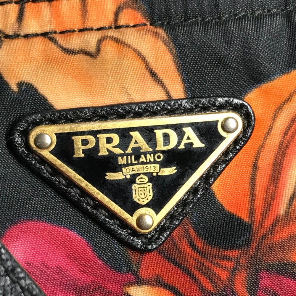 PRADA Flower pattern triangle logo Handbag Should… - image 10