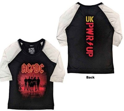 AC/DC Ladies Raglan T-Shirt  PWR-UP UK Black & White Size XXXXL Official Merch