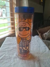 2014 Peanuts Worldwide LLC 12oz Tumbler Charlie Brown Skelton Halloween VGC
