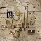 Small Lot Of Vintage Costume Jewelry Bracelet Brooch Pendant Pins