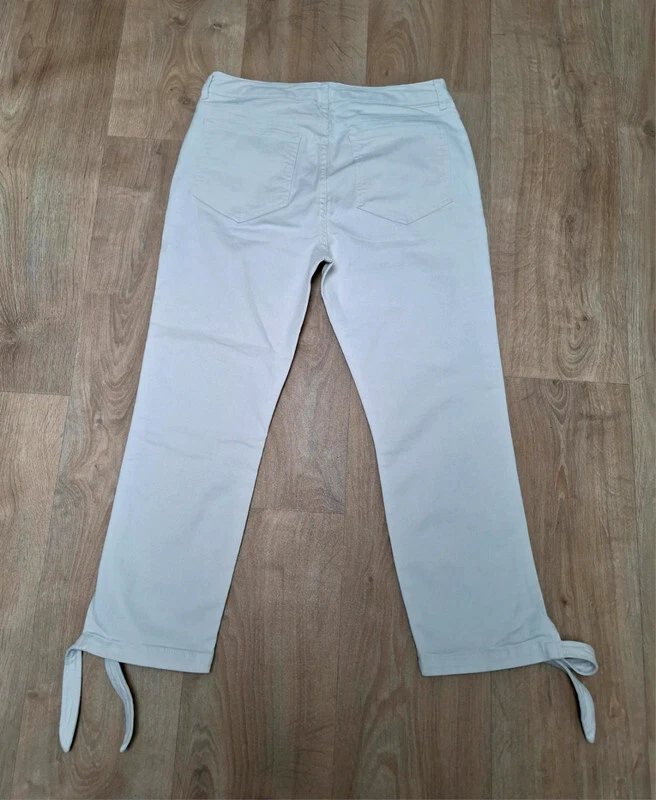 Womens Boden Trousers Size 12 petite white The Denbigh Jean Cropped Tie Hem - Image 3 of 4