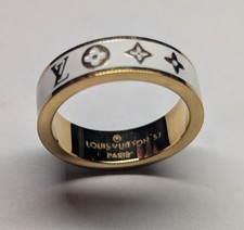 LOUIS VUITTON White Enamel Ring Gold Colored ...