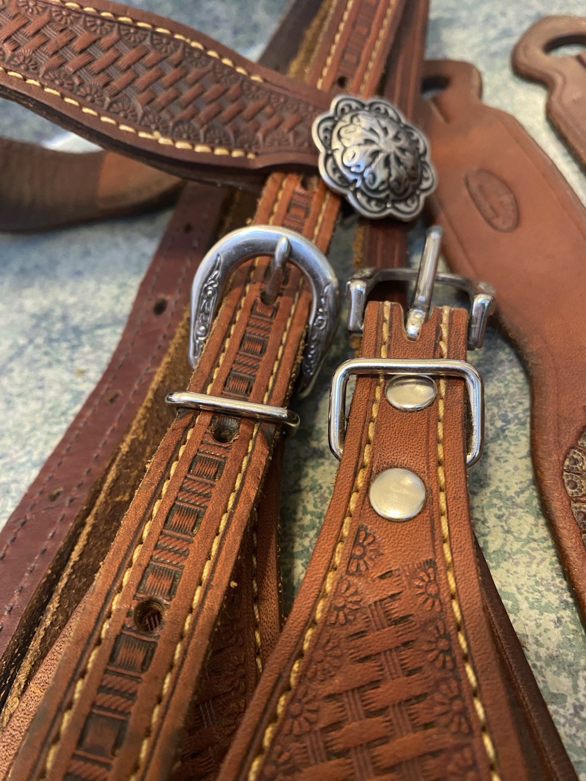 Mecate Snaffle Bit Cowboy Tack Bridle Buckaroo Leather / Champion Turf USA AQHA