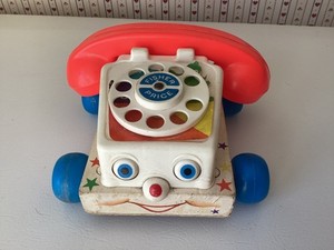 FISHER PRICE ORIGINAL CHATTER TELEPHONE ROTARY PHONE PULL TOY 1961 VINTAGE 747