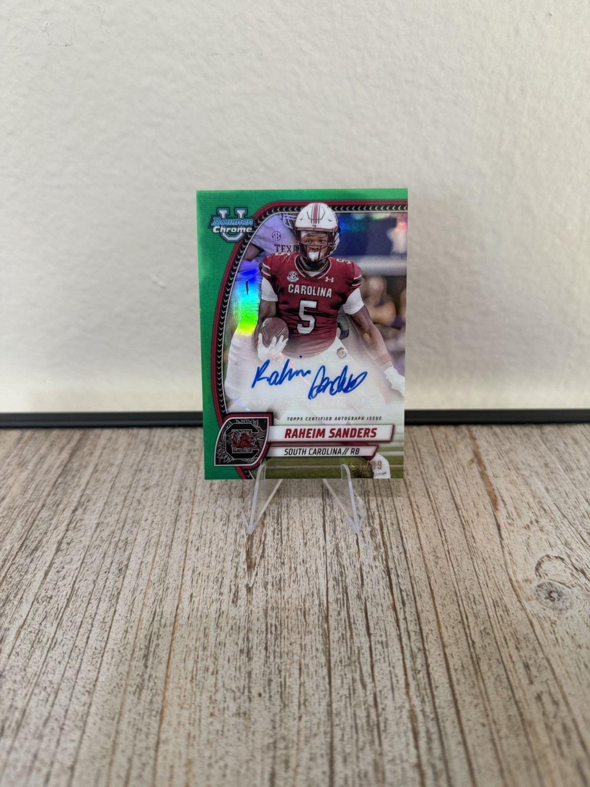 Raheim Sanders 2024 Bowman Univ Chrome Auto /99 Prospect Auto South Carolina