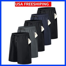 5 Pack Mens Athletic Gym Workout Shorts Quick Dry Basketball Running Lightwei...