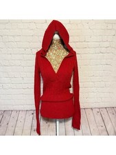 Y2K American Eagle Red knit sweater with hoodie 