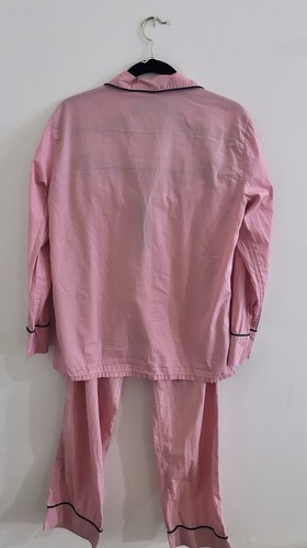 J Crew Womens Pajama Set SZ M Pink Button Down Piped Cotton Sleepwear # 8736 - Picture 7 of 23