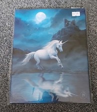 Image of A4  Canvas Print, Moonlight Unicorn, Picture, New, with fittings, Anne Stokes 
