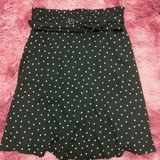 Vintage Black Dot Midi Skirt with Waist Tie
