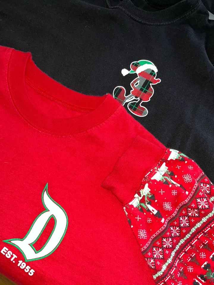 Lot x 2 Disneyland Christmas Spirit Jersey Red Mickey Minnie Black Plaid M/L - Image 2 of 4