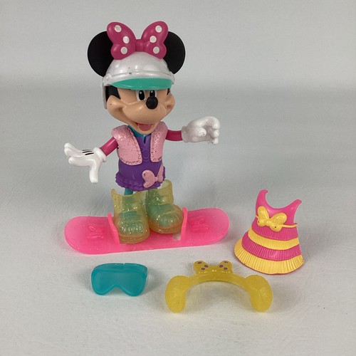 Disney Minnie Mouse Snap N Style Doll Figure Bowtique Snow Board Winter Sports