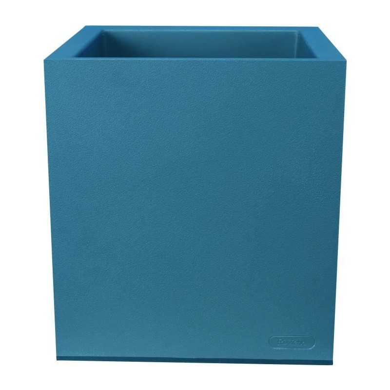 Bac à fleurs carré Riviera Granit plastique bleu premium imitation pierre texturée