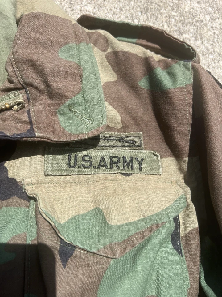 Chaqueta Abrigo de Campo Vintage Ejército Clima Frío Pequeña Corta Bosque Camuflada Foto 3 de 4