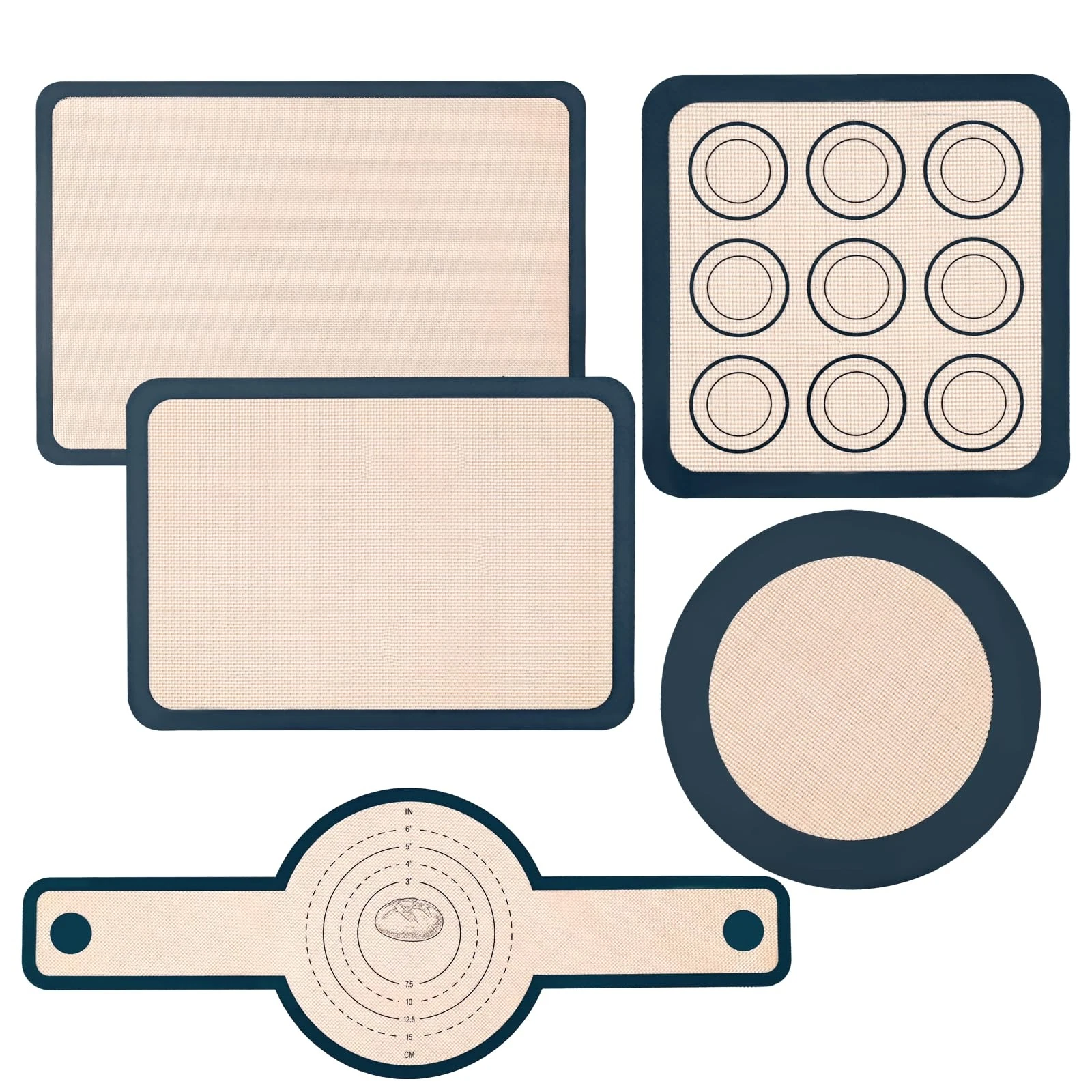 Silicone Baking Mat,Bread Baking Mats All-in-One Silicone Baking Mat Set - Kn...