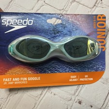 NEW Speedo Junior Swim Goggles Jr Amp Mirrored BLUE Ages 6-14