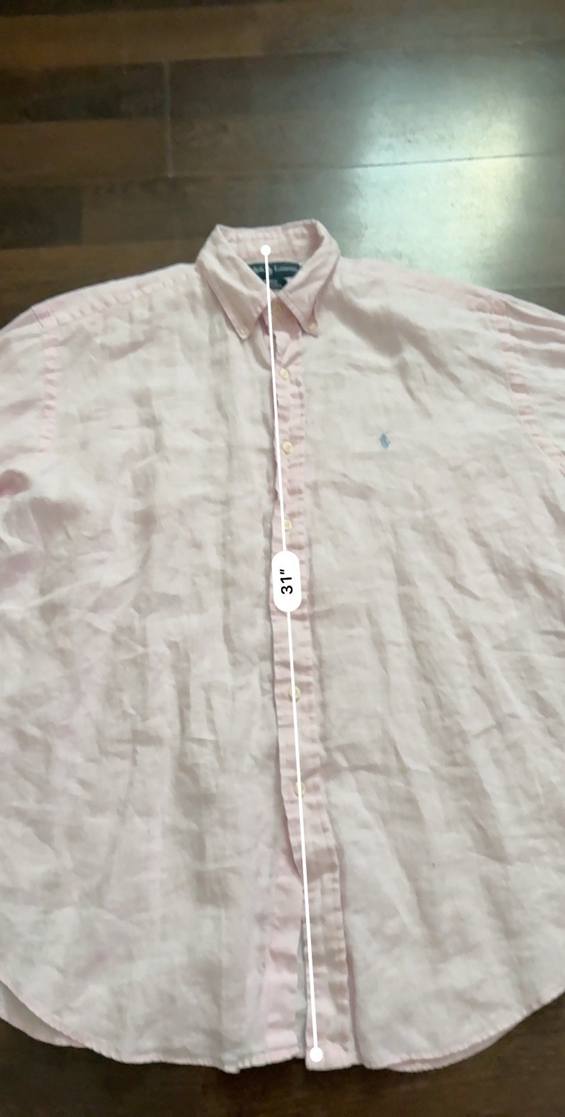 Rare Find Polo Ralph Lauren Blake Shirt 100percent Linen Pink Button Down Mens Sz L image 8