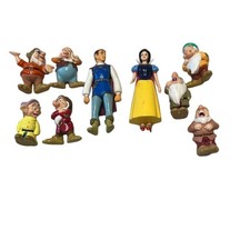 Disney Snow White  Seven Dwarfs Vintage Action Figures Set complete the prince