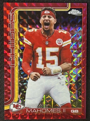 2025 Topps Chrome Image Variation Red Geometric #148 Patrick Mahomes II 1/5 SP