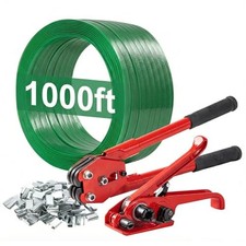 Pallet Banding Strapping Kit, Packaging with Green 5/8" x 1000 Ft PET Strap