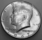 1967-P Kennedy Half Dollar SMS Uncirculated BU 40% Silver