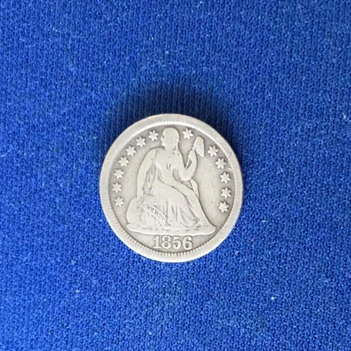 1856 Large Date Seated Liberty Dime having VG+/VG details and a nice coin.