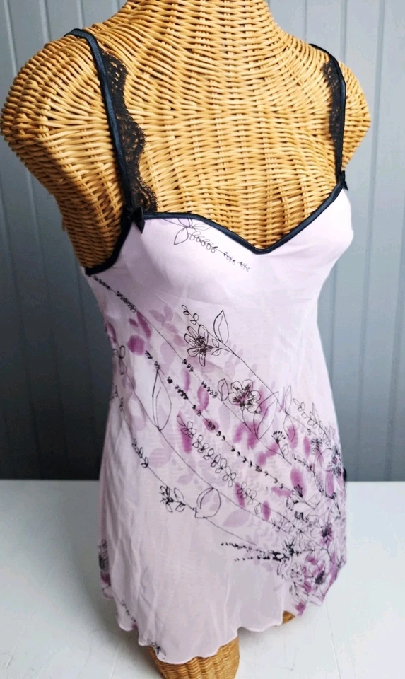 Y2k 00s бюстгальтер верхний шифоновое сексуальное ночное платье провода с подкладкой S фестиваль интимный  - Изображение 3 из 4