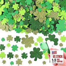 100 Pcs St. Patrick's Day Glitter Shamrock Foam Stickers Green Lucky Clover