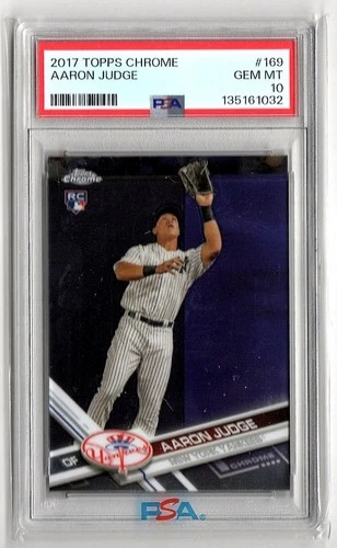 2017 Topps Chrome Aaron Judge RC PSA 10 Gem Mint #169 Rookie Catching 135161032