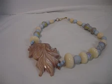 Carved Mother of Pearl MOP Abalone Shell Koi Fish w/Beads