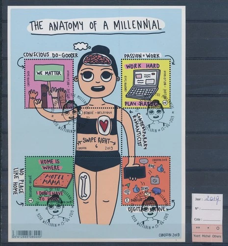 XE63139 Belgium 2019 FDC cancel anatomy of a millennial XXL sheet used