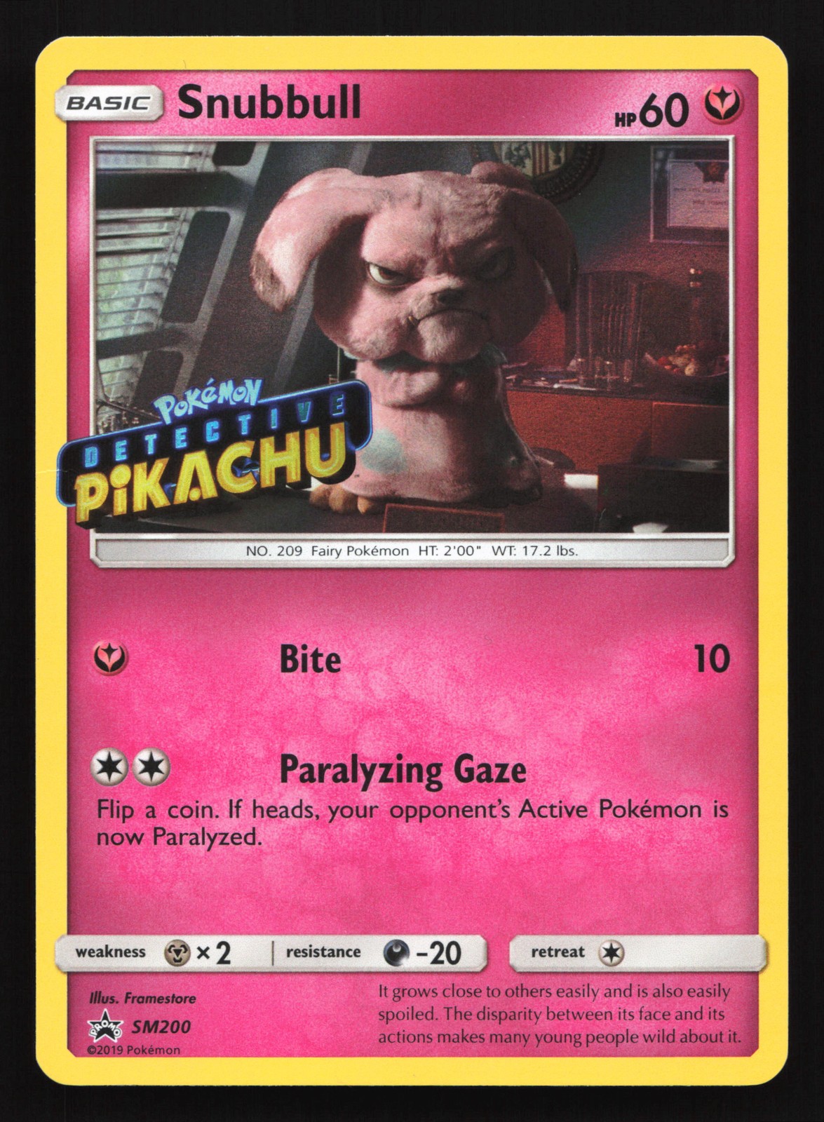 Snubbull (Detective Pikachu Stamp) SM200 Sun & Moon Black Star Promo Pokemon