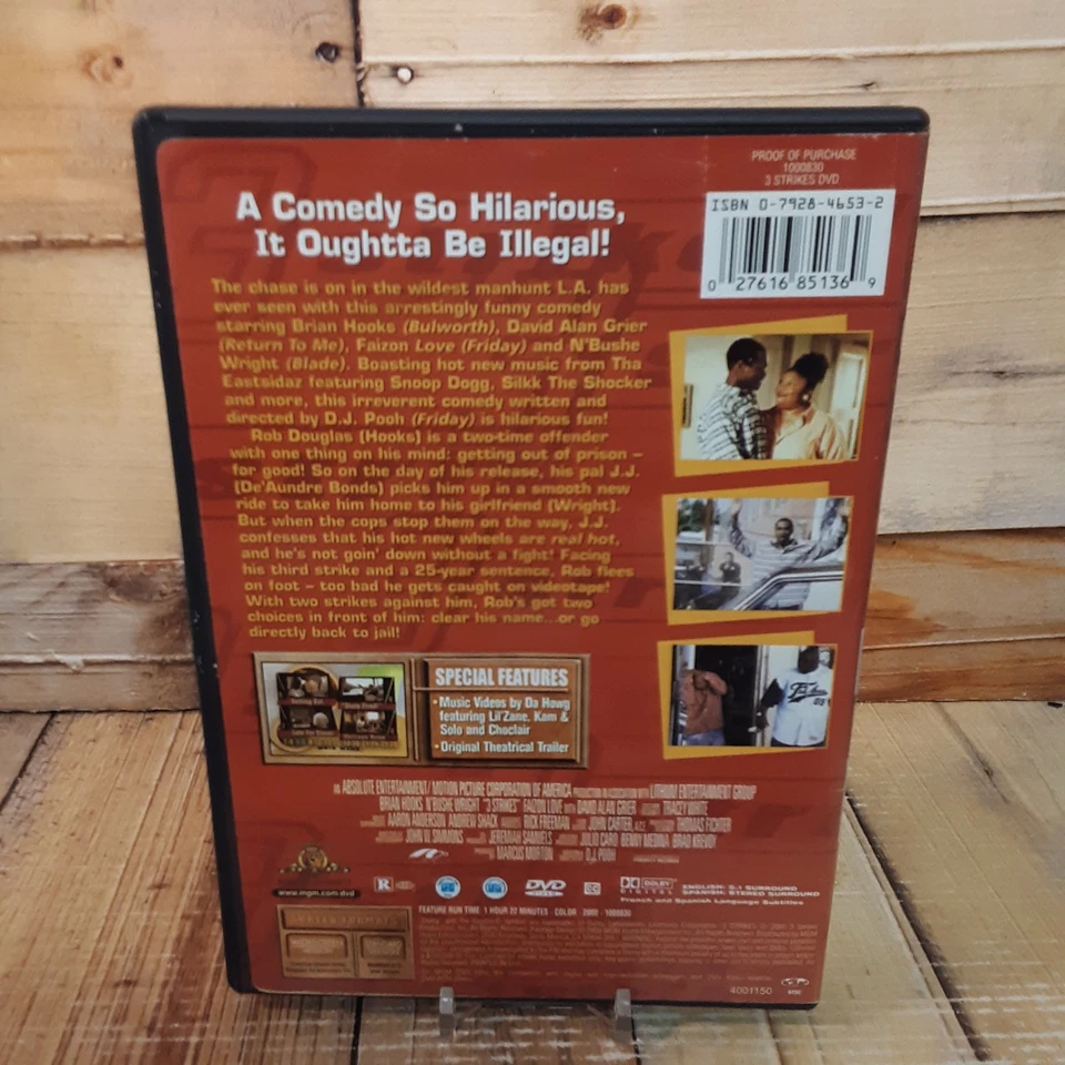 3 Strikes DVD Used Brian Hooks David Alan Grier Faizon Love MGM Comedy Foto 2 de 4