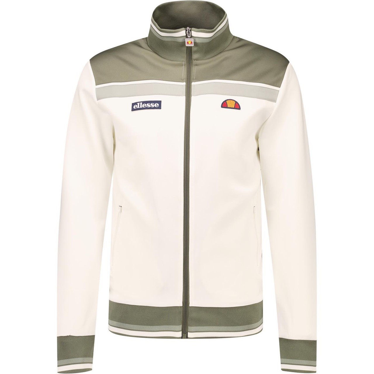 Ellesse Mens Track Top Khaki Off White Medium Full Zip Vignolo