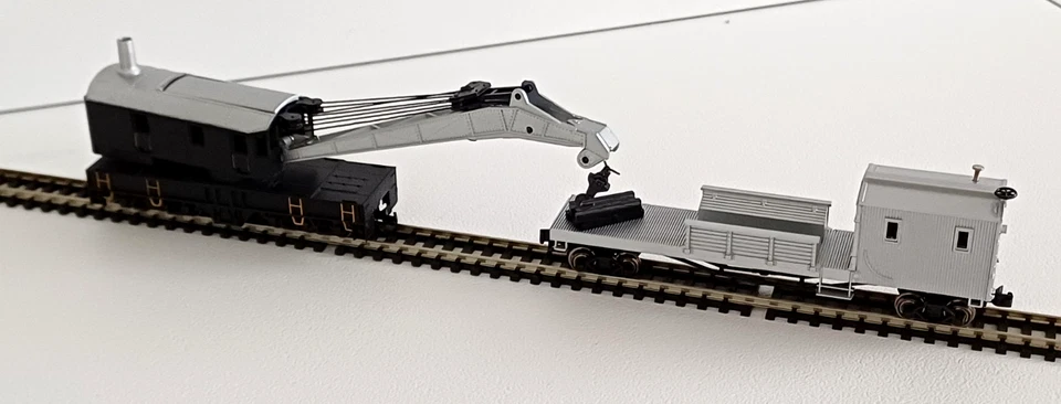 BACHMANN 46698 N Wagon - Grue + Wagon Porte Flèche 1:160 Boîte d'Origine 1/160 - Photo 3/4